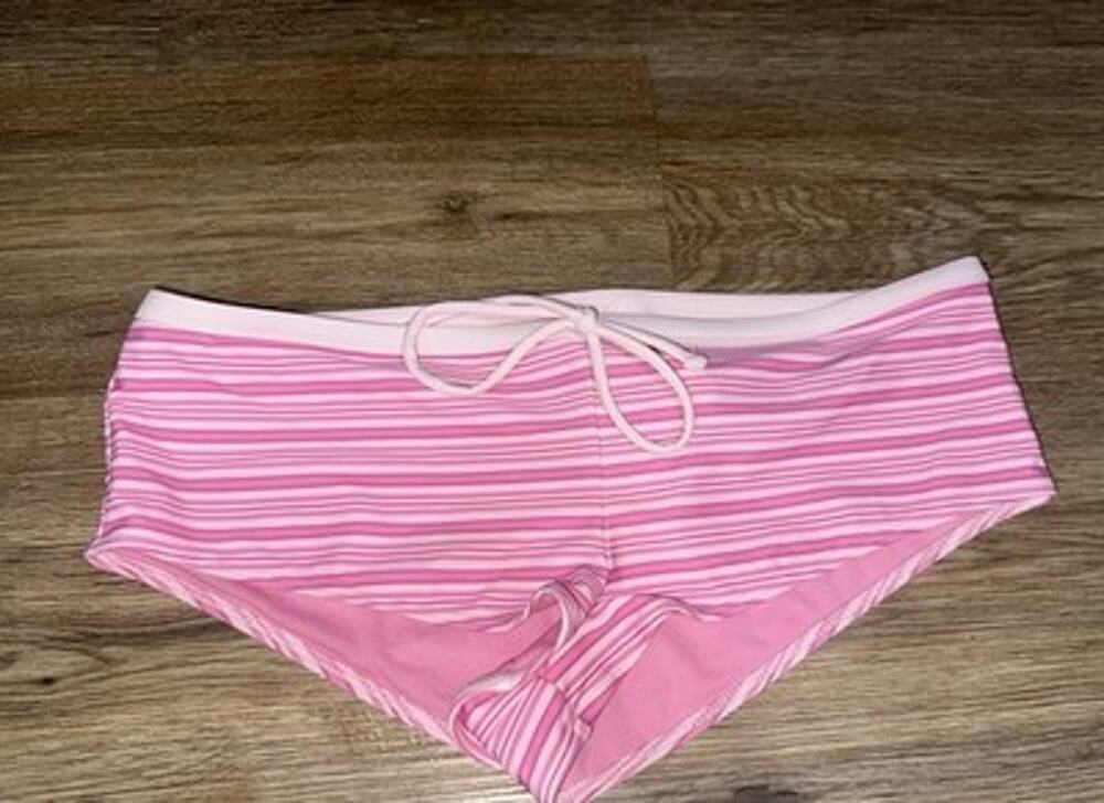 NWT Hollister S Swim Shortie Pink Striped Boardshorts Bathing Suit Bottoms